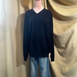 Boss  Hugo Boss  Navy Blue  Slim Fit  Mens  100% Virgin Wool  V-neck  Sweater  S